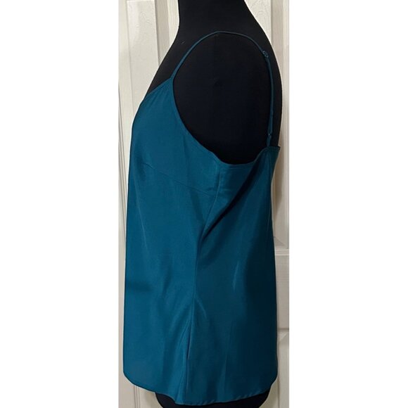 Worthington Brand Teal Blue Sheer Ruffled Blouse 100% Polyester Women's Size L - Picture 10 of 16